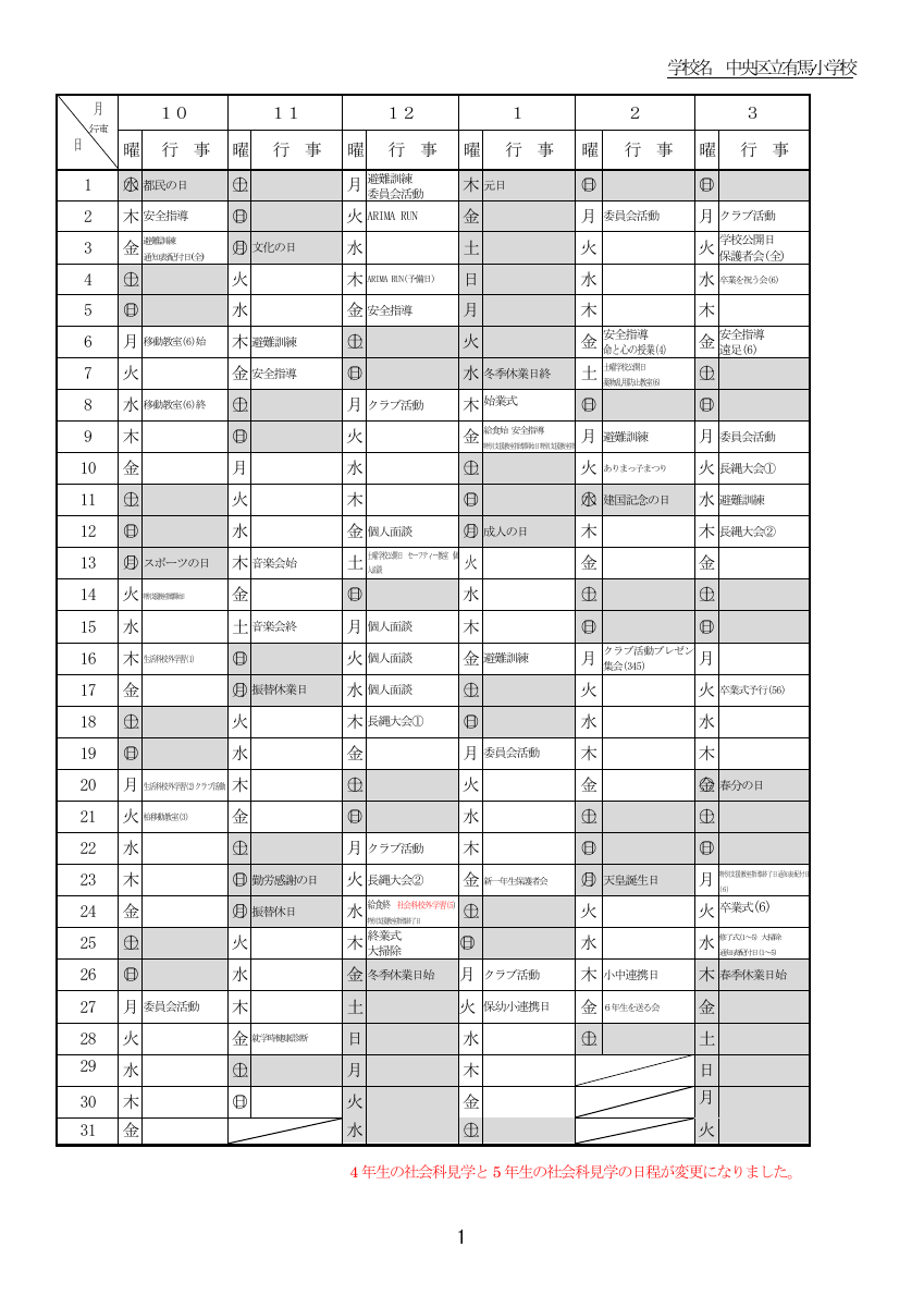 令和７年年間行事予定一覧（４月３日現在）.pdfの2ページ目のサムネイル